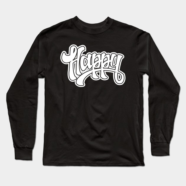 happy hand lettering t-shirt Long Sleeve T-Shirt by daksarupa